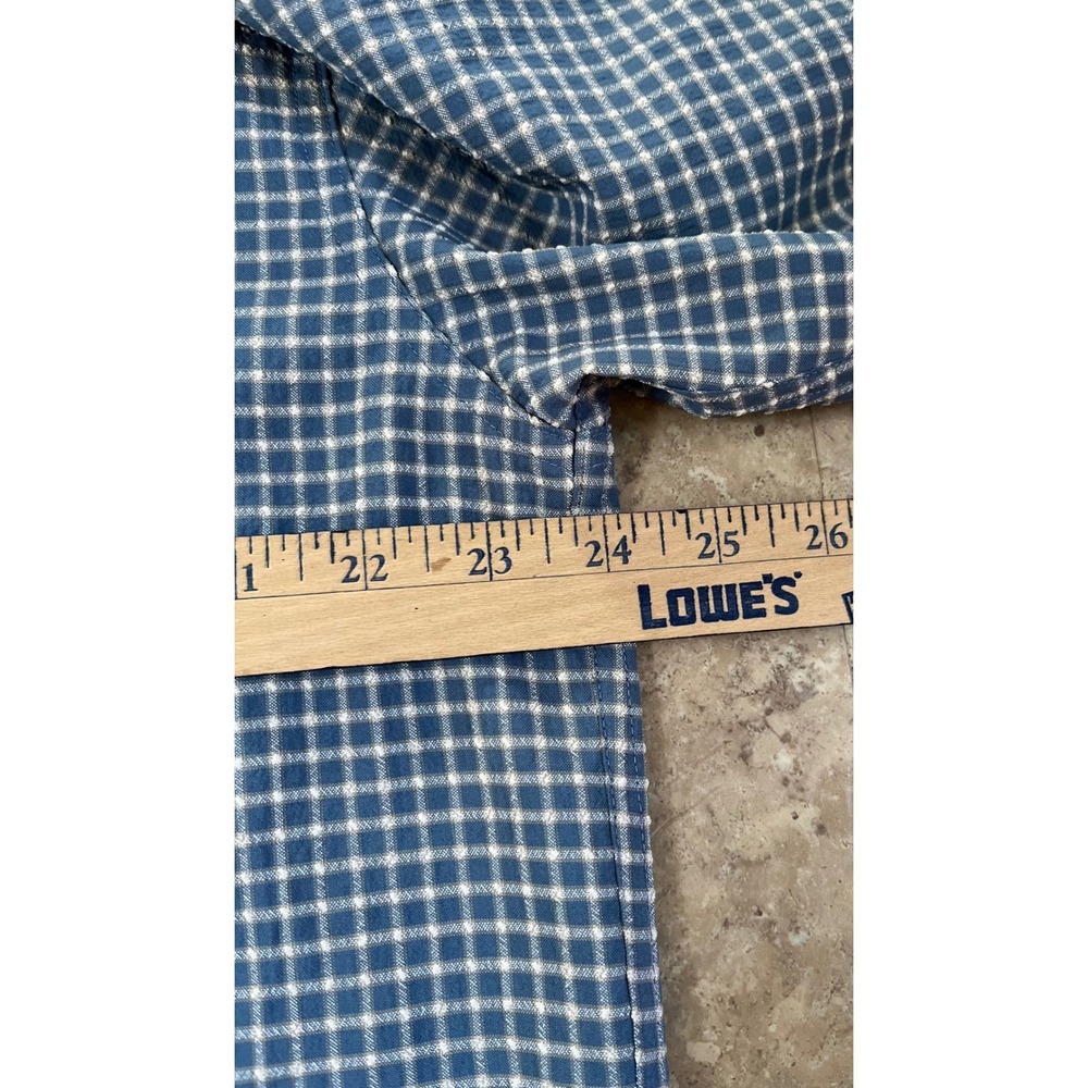 LLBean Mens Large Plaid Button Down Long Sleeve Shirt Blue White Gingham Check - Picture 6 of 7